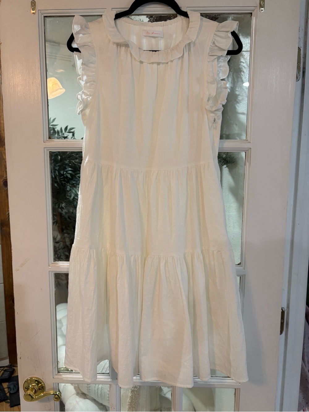 Ces Femme Tiered Ruffle Sleeve Dress | Size Small | White Cotton | Lined | NWOT - Picture 3 of 15